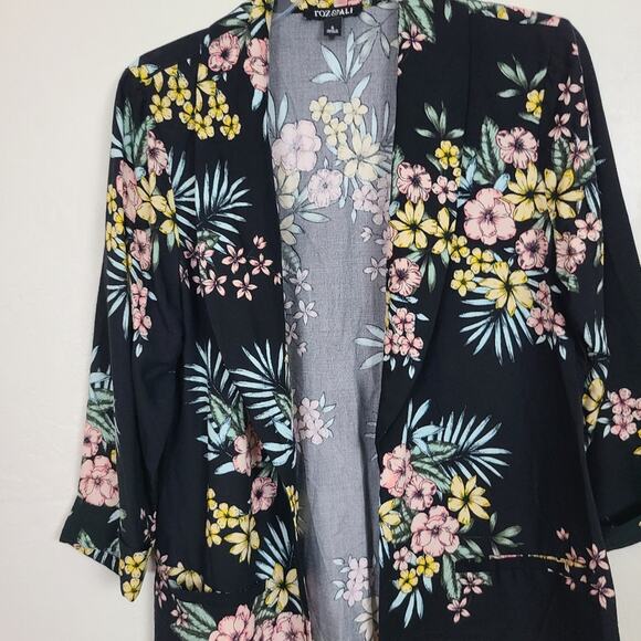 Roz & Ali Women S Black Fairy Core Floral Stripe Whimsy Paste Goth Boho Blazer - Picture 14 of 15